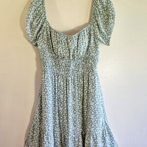 Hollister Dainty Floral Babydoll Mini Dress Puff Sleeve Ruffle Coquette  Medium